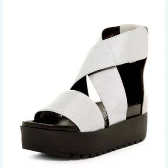 Shelly’s London- Kyler Platform Sandals with Straps Silver Black- 37/7 - Picture 3 of 11
